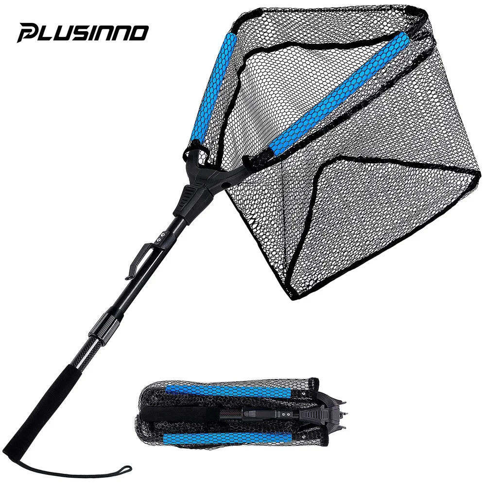 

PLUSINNO Landing Net Folding Retractable Telescopic Fishing Net for Sea and Freshwater