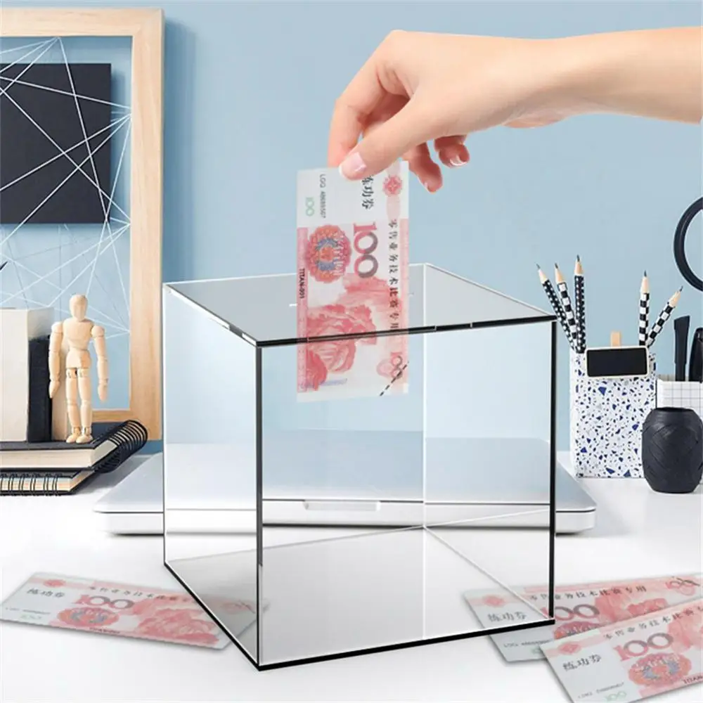 Transparent Bank Box Coin Deposit Box The Second Generation Of Piggy Bank Transparent Acrylic Bank Souvenir Coin Bank