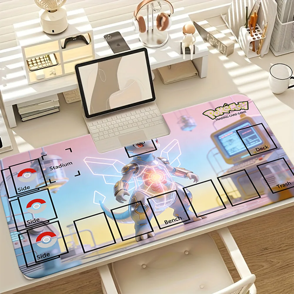 

Игровой коврик Pokemon Mewtwo Cyber Tech TCG, большой коврик для мыши с зонами для карточных игр, настольный коврик