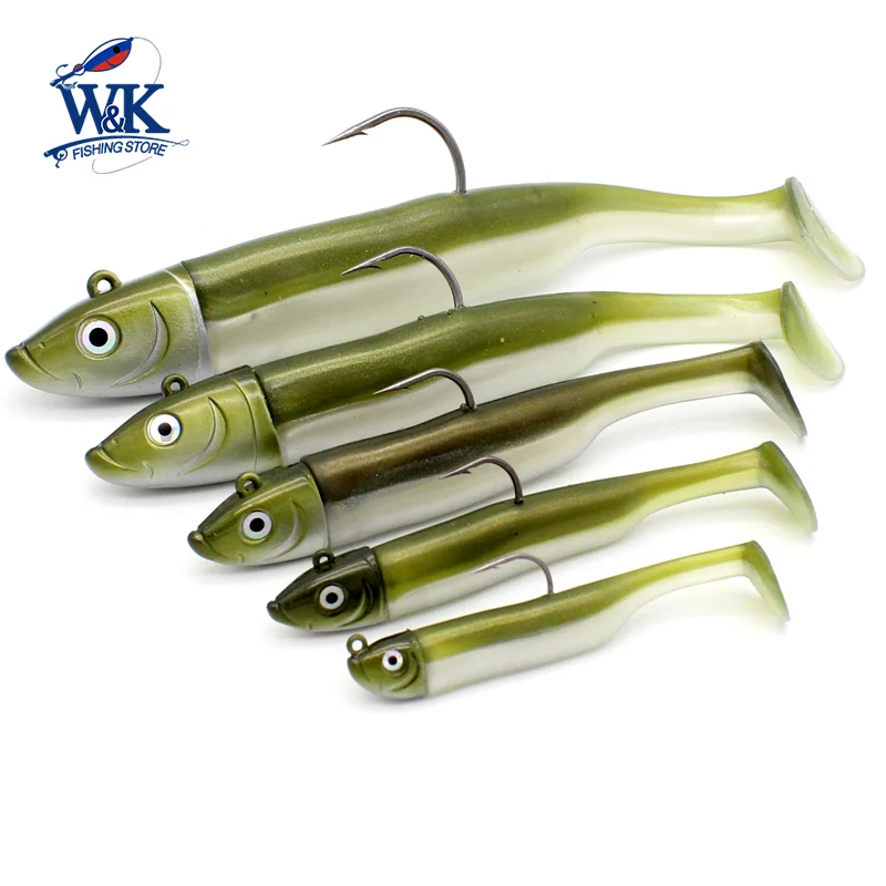 Seabass Fishing Lure Kit at 6cm 7.5cm 9cm 11.5cm 14.5cm Soft Lure Paddle Tail with kinds Jig Head Inshore Jigging Soft Bait