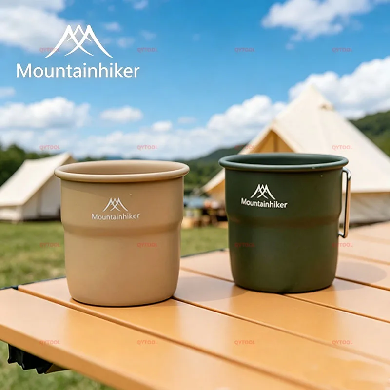 MOUNTAINHIKER Camping Cups with Foldable Handle Aluminum Travel Cutlery Picnic Utensils Outdoor Cooking Gear Hiking Cookware