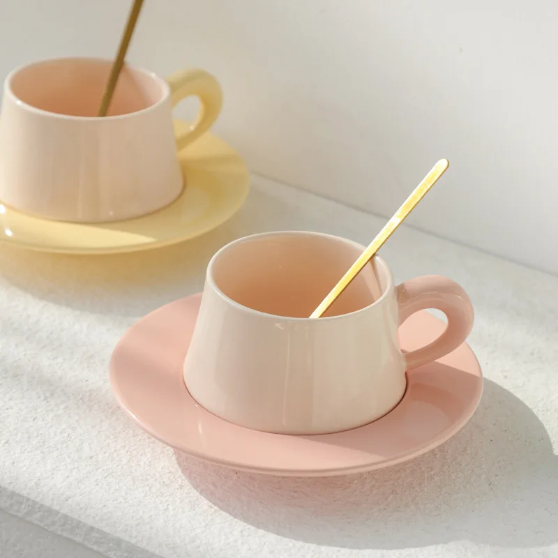 

Macaron colored ceramic coffee cup and plate combination for afternoon tea cups and plates