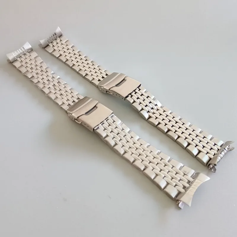 22mm Silver 316L Stainless Steel Curved End Bead of Rice Watch Band Strap Fit For SKX007 SKX009 SKX173 Watch