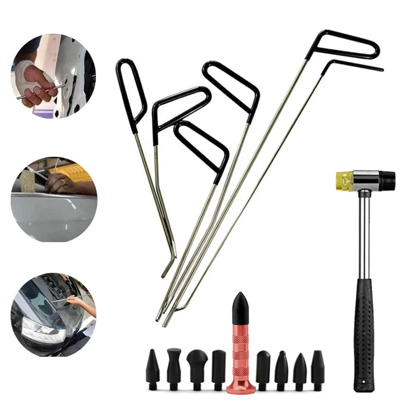 Car Dent Removal Tool Kit Auto Hail Repair Crowbar Hooks Push Rods Set Paintless Repair Tools for Body Disassembly