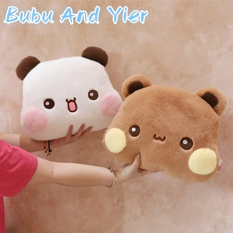 Panda original bubu e yier cabeça grande boneca de pelúcia bonito dos desenhos animados panda bubu e dudu kawaii travesseiro brinquedo de pelúcia presente de casal
