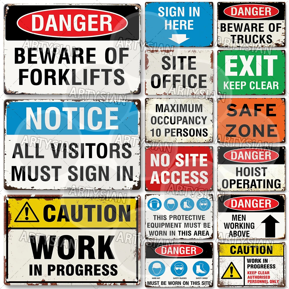 Workplace Warning Metal Sign Do Not Lean Hoist Operating Construction Work In Progress PPE No Site Access Forklift Caution