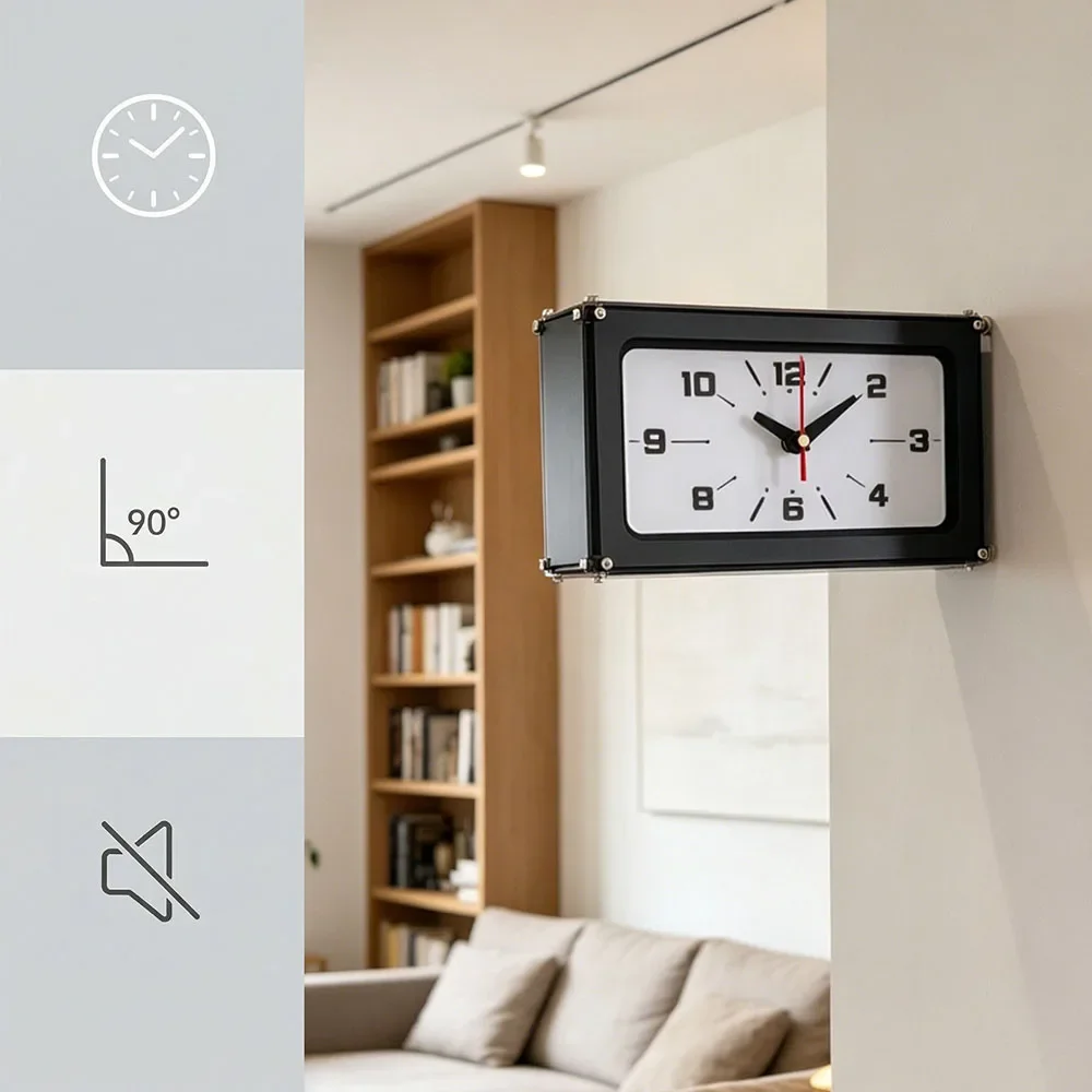 Double Sided Wall Clock Noiseless Interior Minimalist Vintage Acrylic Clocks Creative Home Decor Clock Living Room Elegant Clock