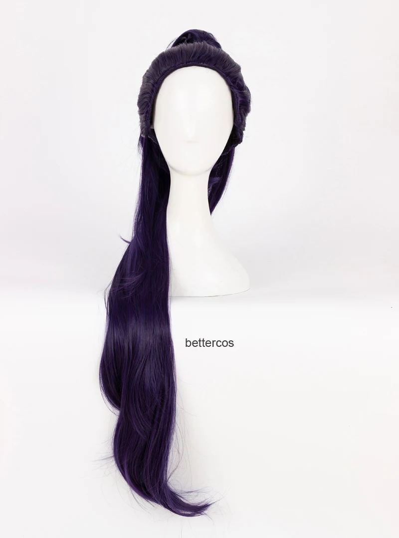Game OW Widowmaker / Amelie Lacroix Cosplay Wig 100cm Long Dark Purple With Clip Ponytail Heat Resistant Synthetic Wig + Wig Cap