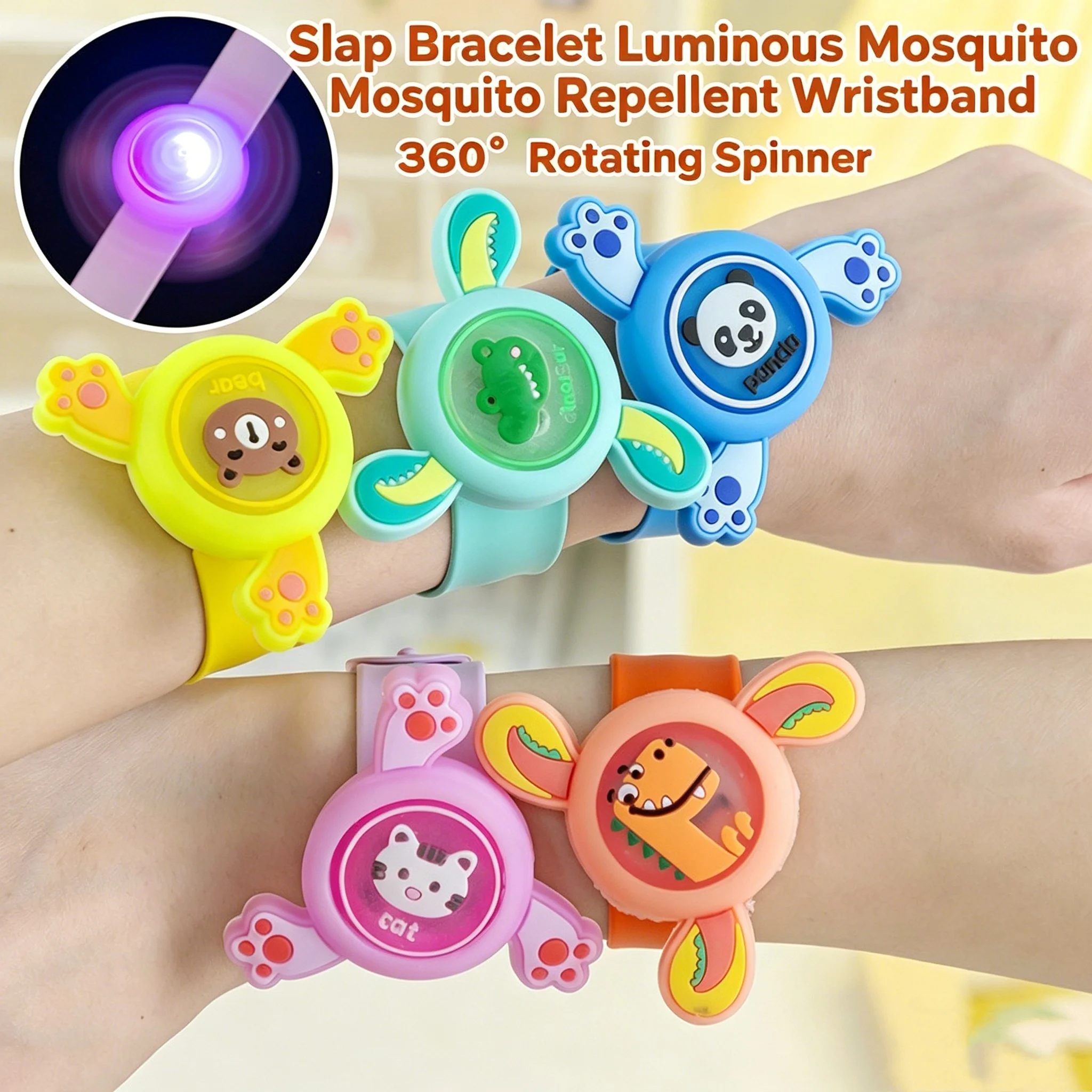 Fun LED Luminous Wristband Spinning Top Toy Cartoon Animal Birthday Carnival Party Gift Physics Science Education Gift for Adult