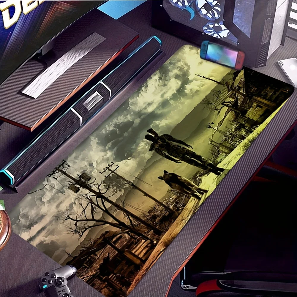 

1 шт. коврик для игровой мыши Fallout New Vegas — большой нескользящий настольный коврик с апокаталиптическим дизайном Wasteland, расширенный вычислитель XL/XXL