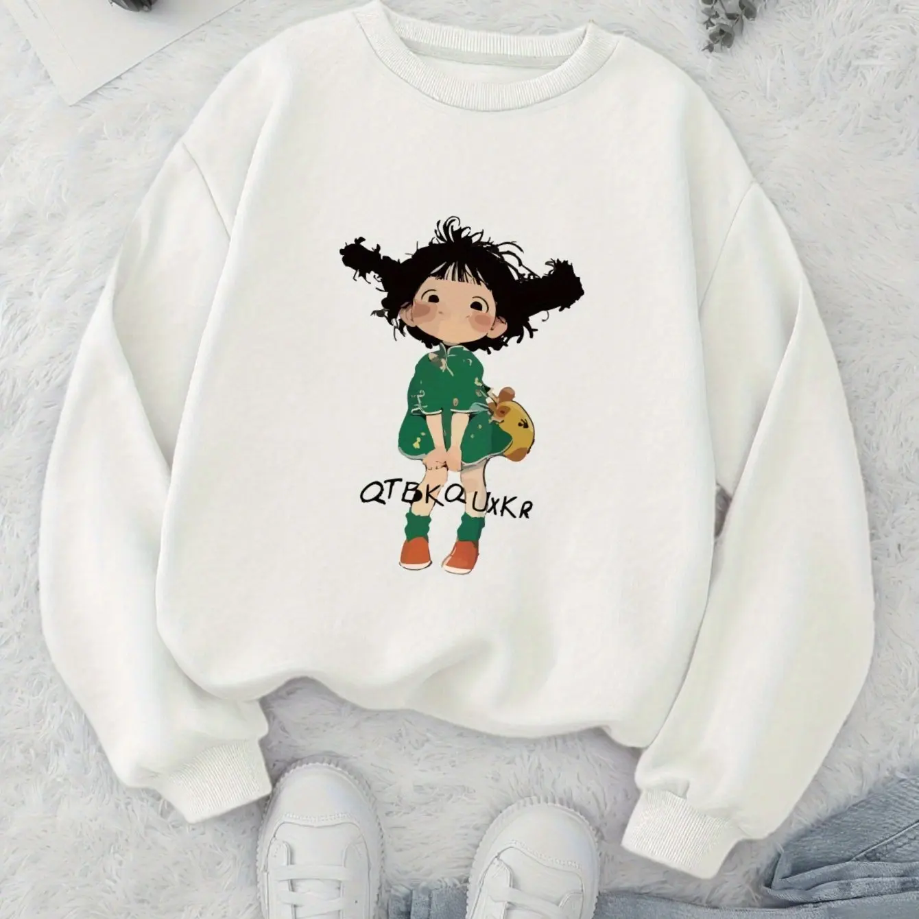

Cartoon Girl Graphic Printing Autumn and Winter Cotton Men's and Women's Sweatshirts Outdoor Sports Leisure Fashion Trend