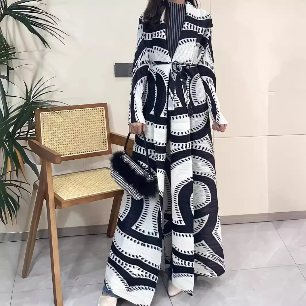 

Женское Плиссированное пальто, оригинальное Плиссированное пальто в полоску с принтом зебры, модная женская одежда, 2024