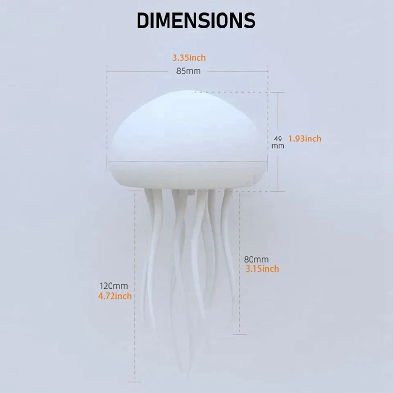 LED Jellyfish Lamp  RGB Gradient Jelly Fish Light Lamp Voice Control Jellyfish Light  Rechargeable Desk Lamp For Bedrooms