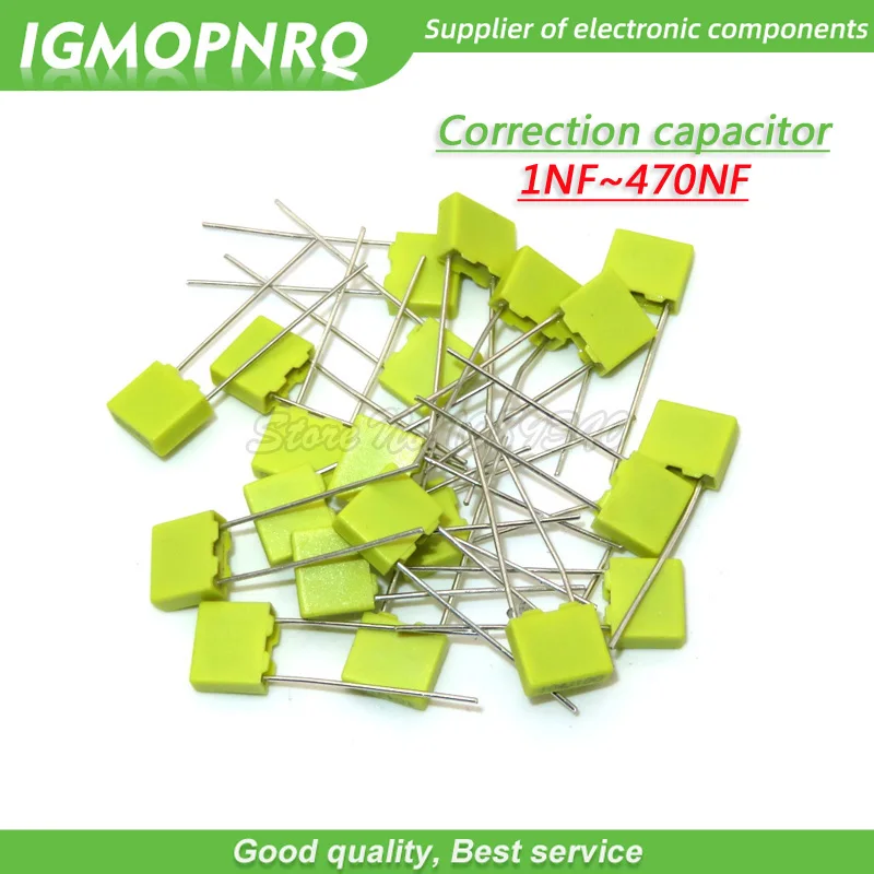 

500pcs Polypropylene Safety Plastic Film 100V 1nF ~ 470nF 100nf 220nf 10nf 47nf 22nf 1nf 0.47uf 0.1uf Correction capacitor