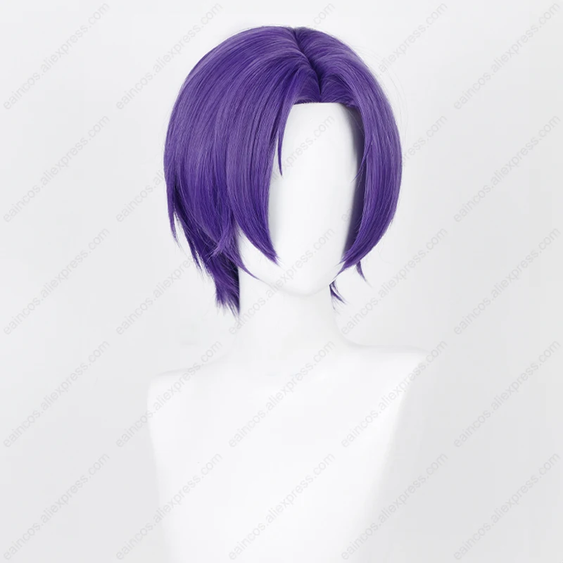 Anime Reo Mikage Cosplay Wig 30cm Short Purple Wigs Heat Resistant Synthetic Hair Scalp Wigs