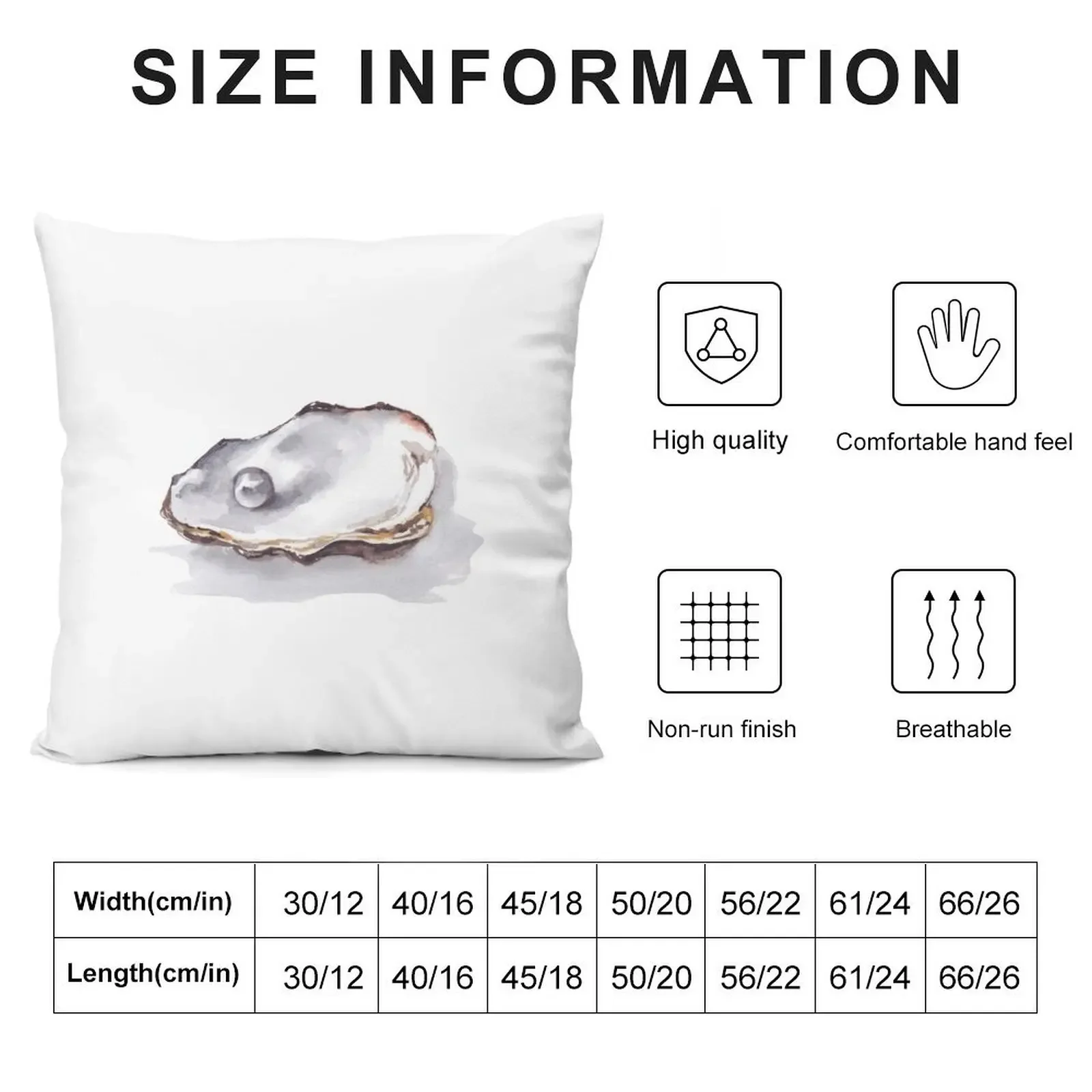 Watercolour oyster shell with a shiny pearl Throw Pillow Ornamental Pillow Decorative Sofa Cushion pillow