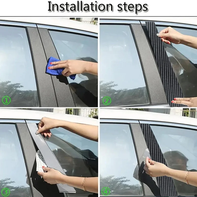 6Pcs/set Carbon Fiber Car BC Pillar Sticker Sporty Exterior Door Window Column Trim Wrap Cover for Hyundai IX35 Tucson 2010-2015
