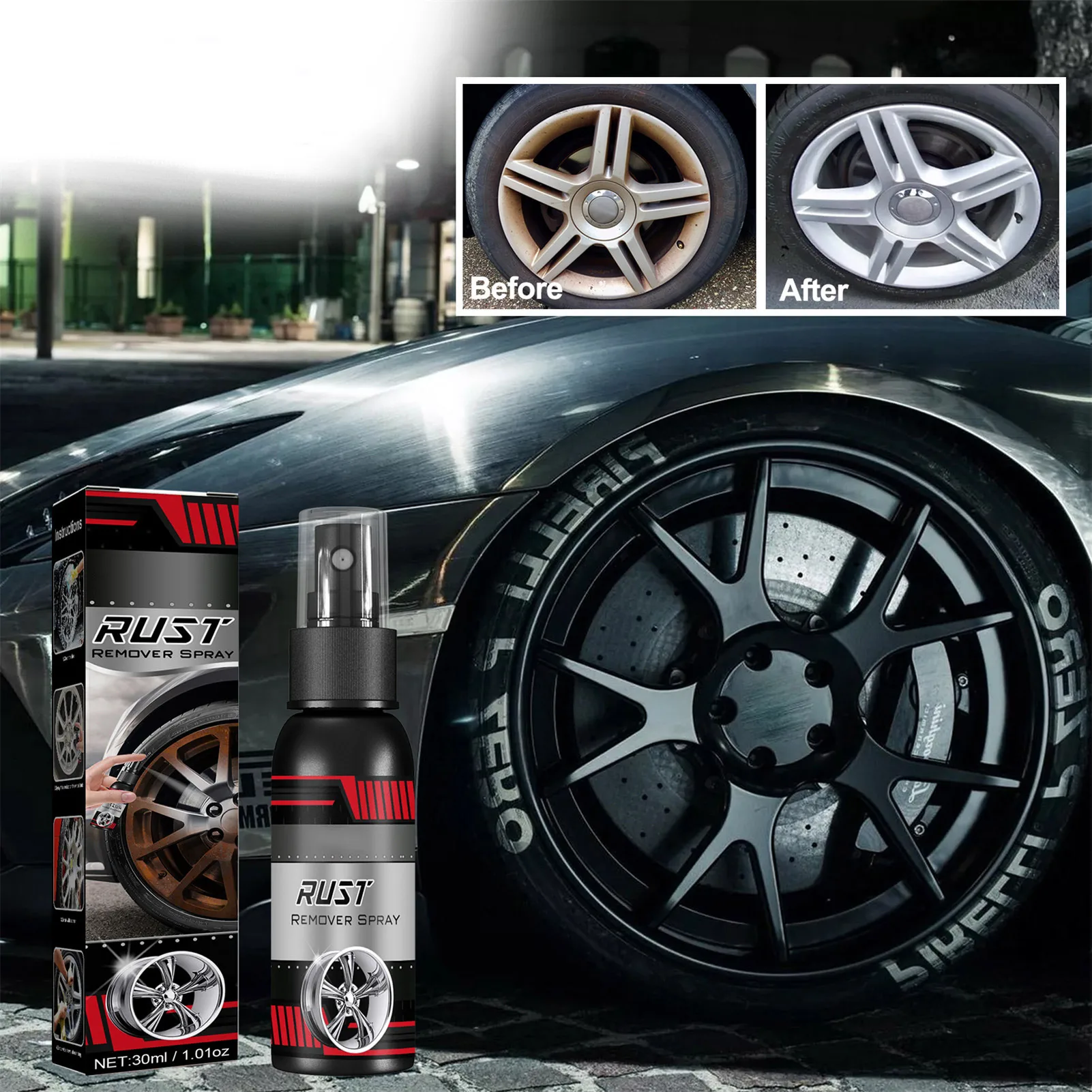 30/100m Rust Inhibitor Rust Remover Derusting Spray Car Maintenance Cleaning Metal Chrome Paint Clean Anti-rust Lubricant