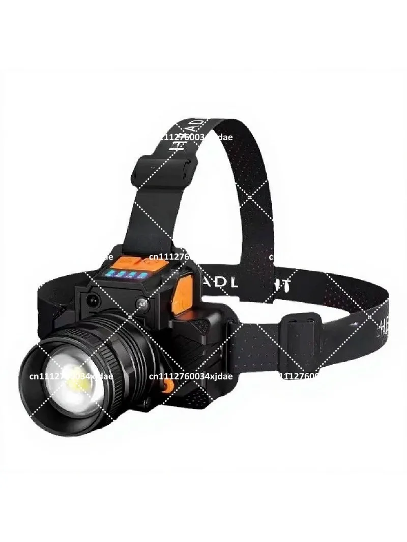 Ultra Bright LED Headlamp for Night Fishing, Long Range Wearable Light, Strong Light Charging, Yellow Beam Outdoor Mining Light