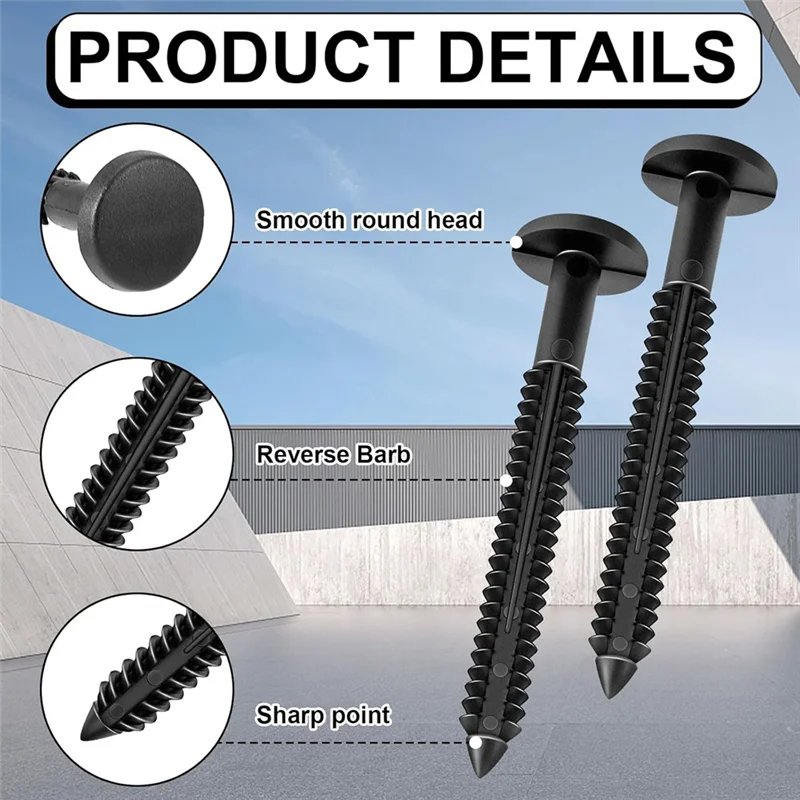 ABJI-36Pcs Black 3 Inch Vinyl Shutter Fastener Window Pegs Screws Panel Lok Pin Spikes Anchor