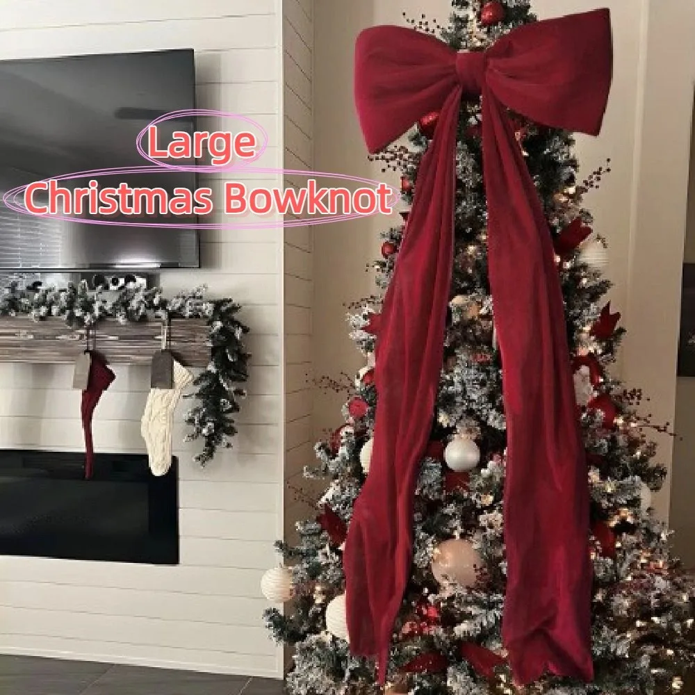

Elegant Large Christmas Bowknot 50x180cm Extra Large Christmas Decorative Bow Satin Red/White Christmas Wreaths Bow Xmas Decor