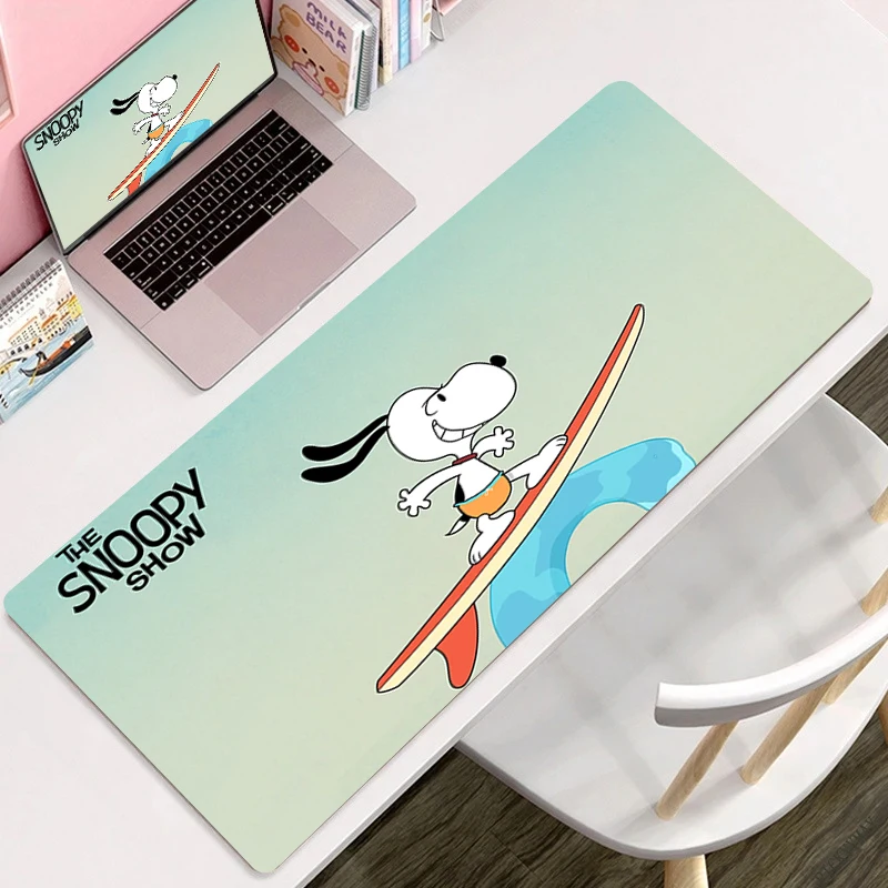 Cartoon S-Snoopys Kawaii Table Mat 100x50 Pink PC Office Deskmat Keyboard Accessories Mousepad Anime Cute Laptop Carpet for Girl