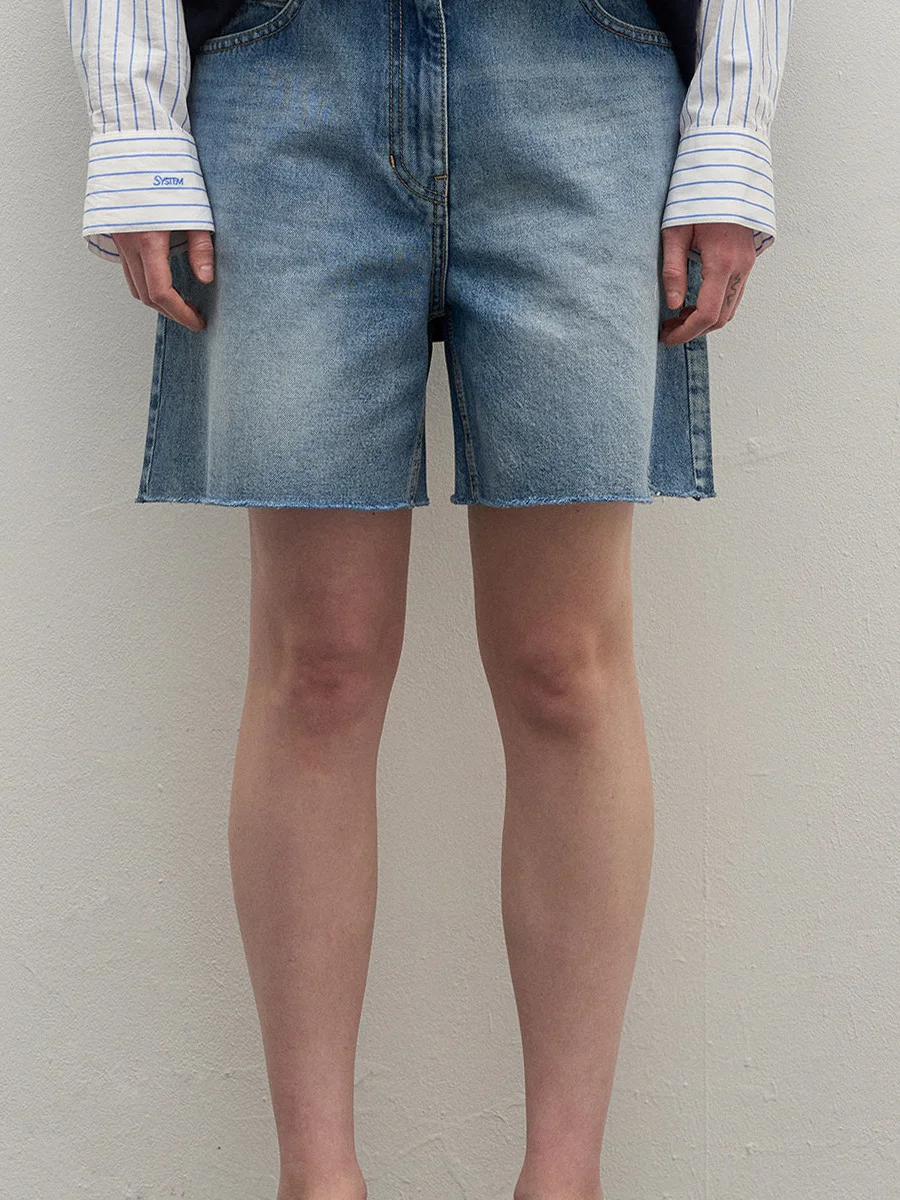 

High Waist Pure Cotton Comfortable Loose Fit Vintage Denim orts Korean Single Summer Sle Youth Casual Straight Leg orts