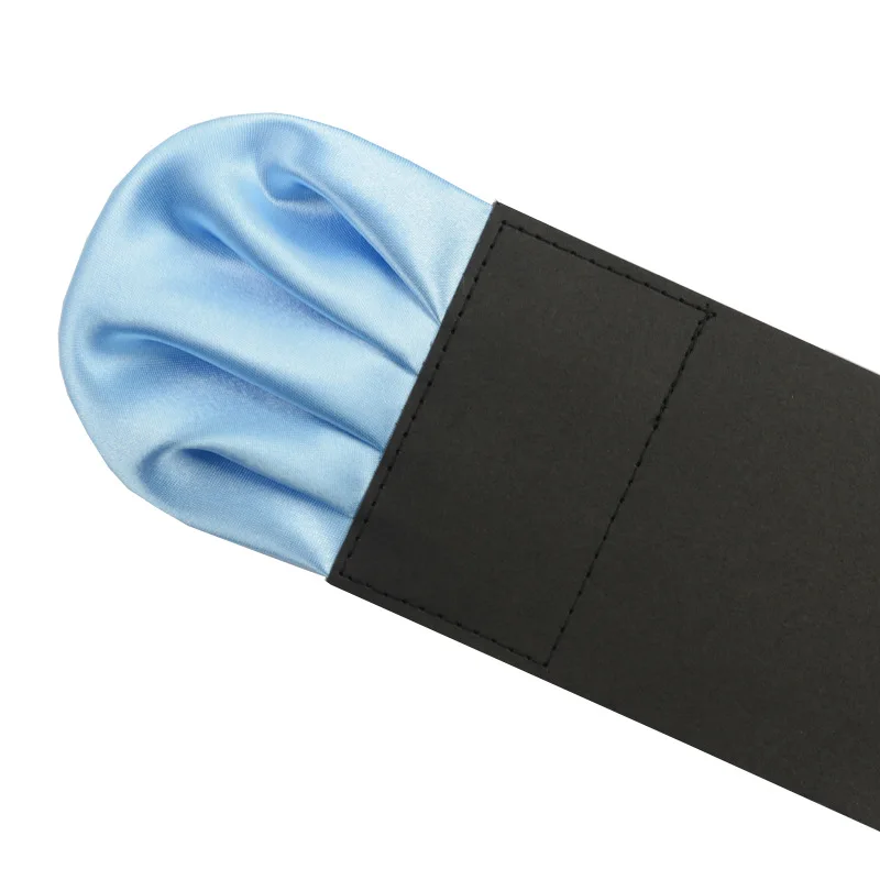 Men's New Pre-folded Pocket Square Solid Candy Color Handkerchiefs Formal Wedding Party Business Chest Towel Black Accessorries