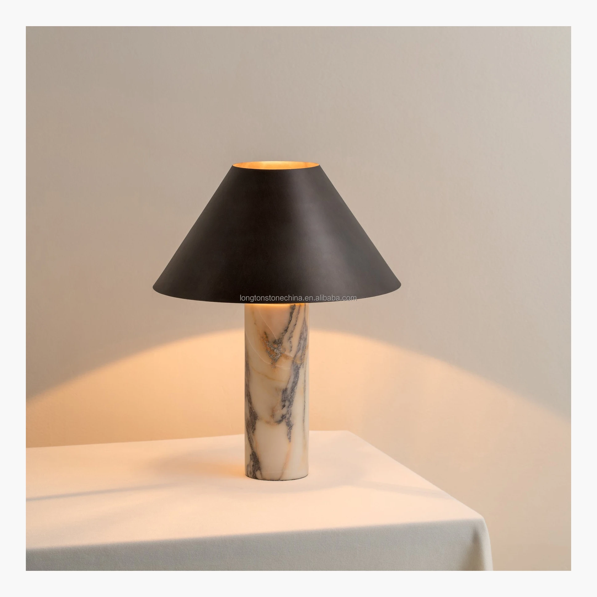 

Nodic Marble Lamp Natural Calacatta Viola Marble Base Bronze Lampshade Marmol Table Lamp Bedroom Study Lamp Decorative Lighting