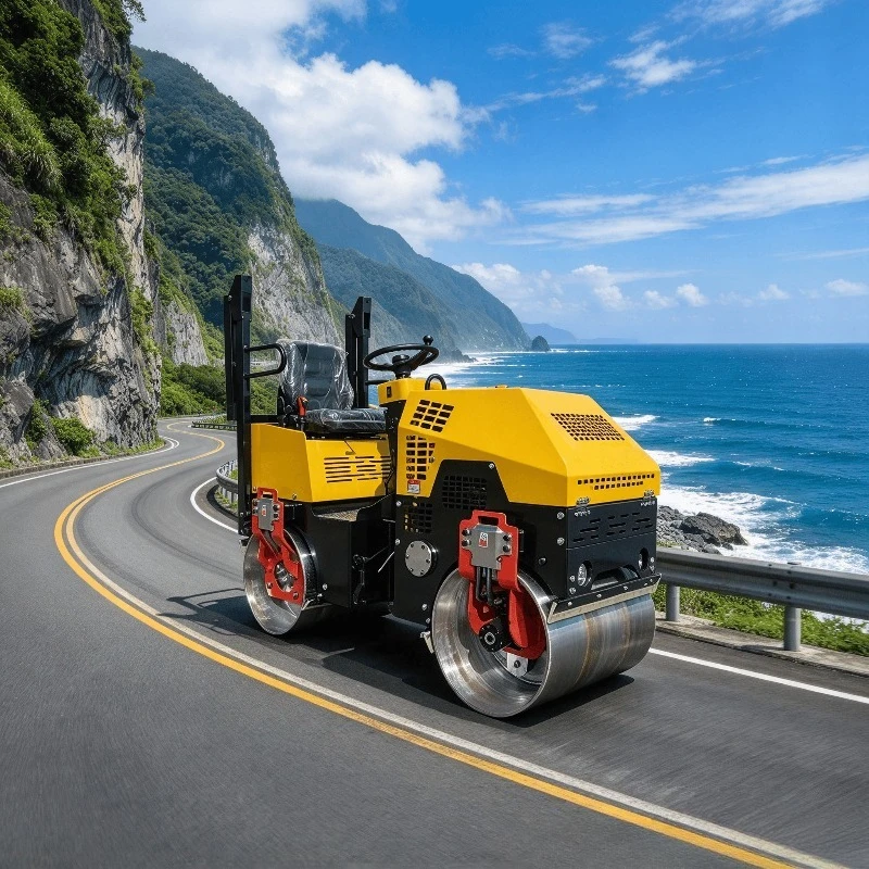 Mini Road Roller 2 Ton Double Drum Vibratory Roller Compactor for Road Construction Maintenance Project Work