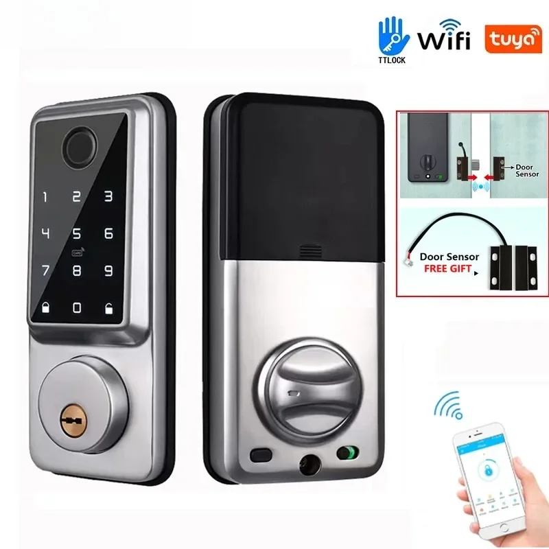 BIESUO Waterproof Smart Deadbolt Locks for Home Alexa Wifi Bluetooth TTlock App Biometric Fingerprint Digital Keypad Entry Lock