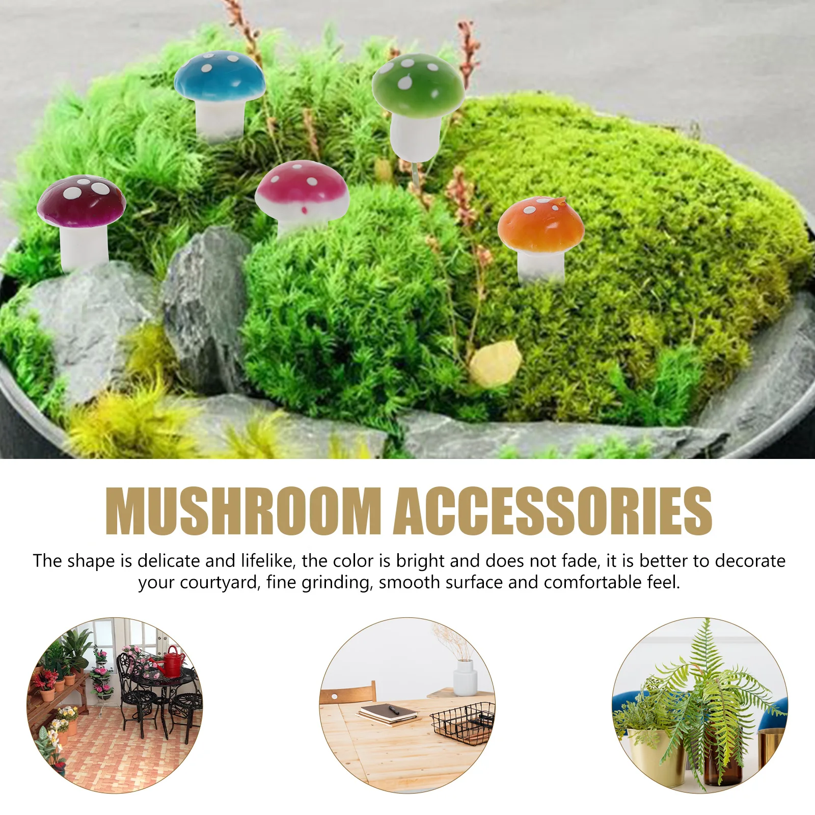 

80Pcs Miniature Mushroom Decoration Premium Foam Bonsai Pot Insert Micro Garden Lawn Ornament for Home Office Outdoor Fairy