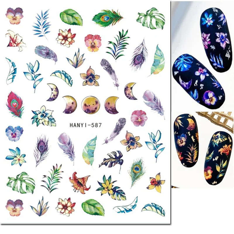 3d Nail Art Stickers Tropical Palms Coconuts Pawpaw Frangipani Flowers Adhesive Sliders Nails Decals Decorations For Manicures