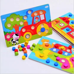 Color Cognition Board Montessori Educational Toys for Children Wooden Toy Jigsaw Early Learning Color Match Game Kids Baby Toys