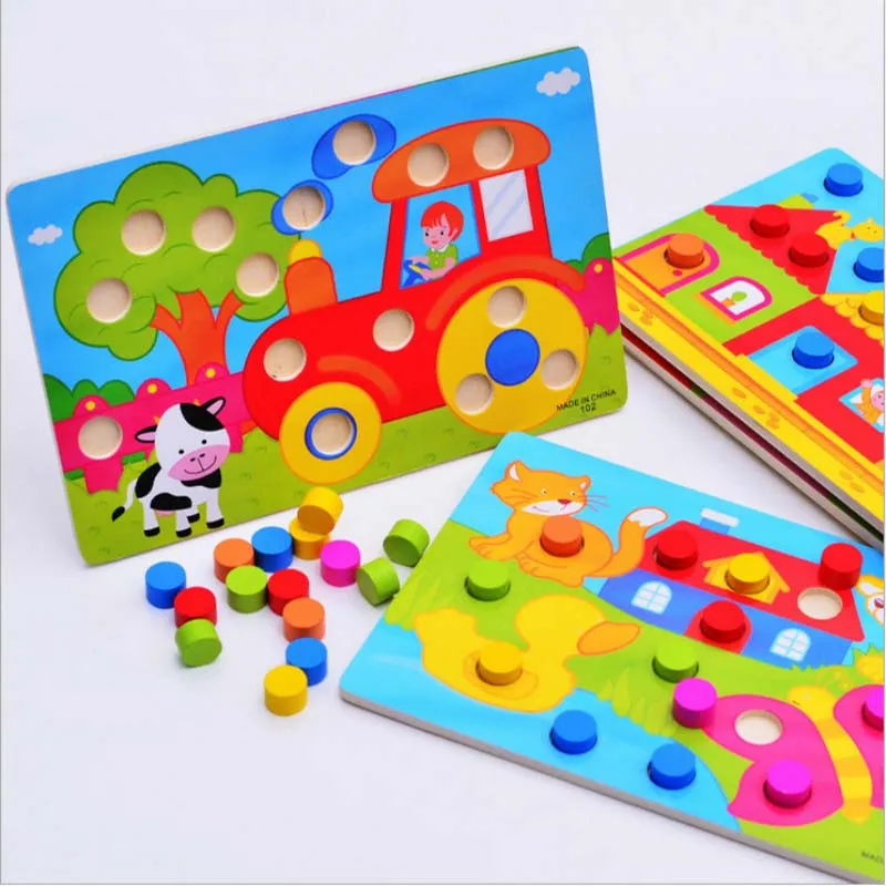 Color Cognition Board Montessori Educational Toys for Children Wooden Toy Jigsaw Early Learning Color Match Game Kids Baby Toys