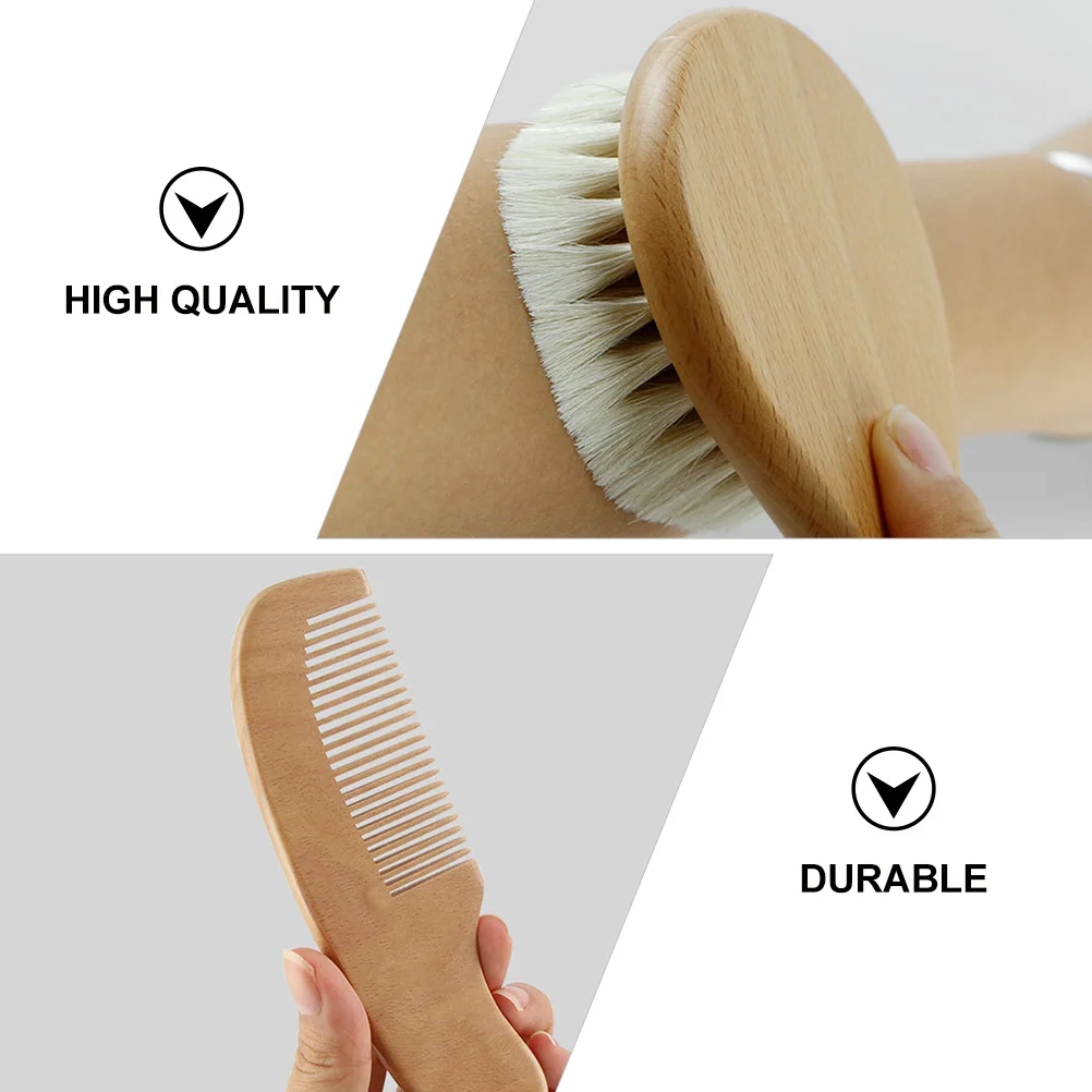 

1Set Brush Comb Set Natural Wooden Handle Bath Brush Gentle Scalp Care Massage Healthy Hair Growth