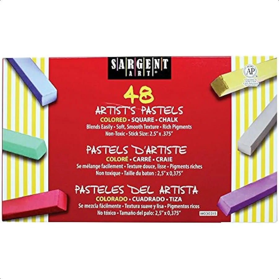 

Sargent Art 224148 Colored Square Chalk Pastels 48 Count