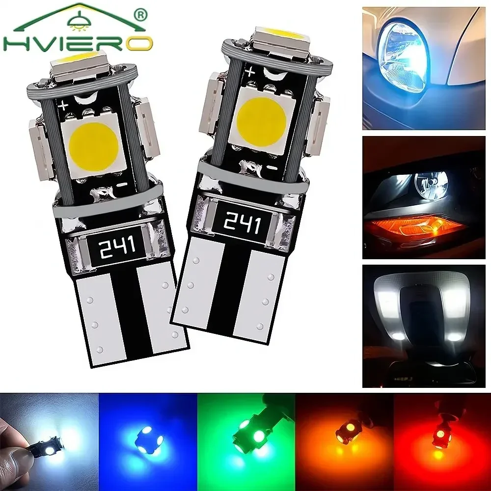 2Pcs LED Canbus 5050 5SMD Auto No Error DC 12V Bulbs White Blue Red Reading Tail Lamps Door Turn Signal Marker Interior Lighting