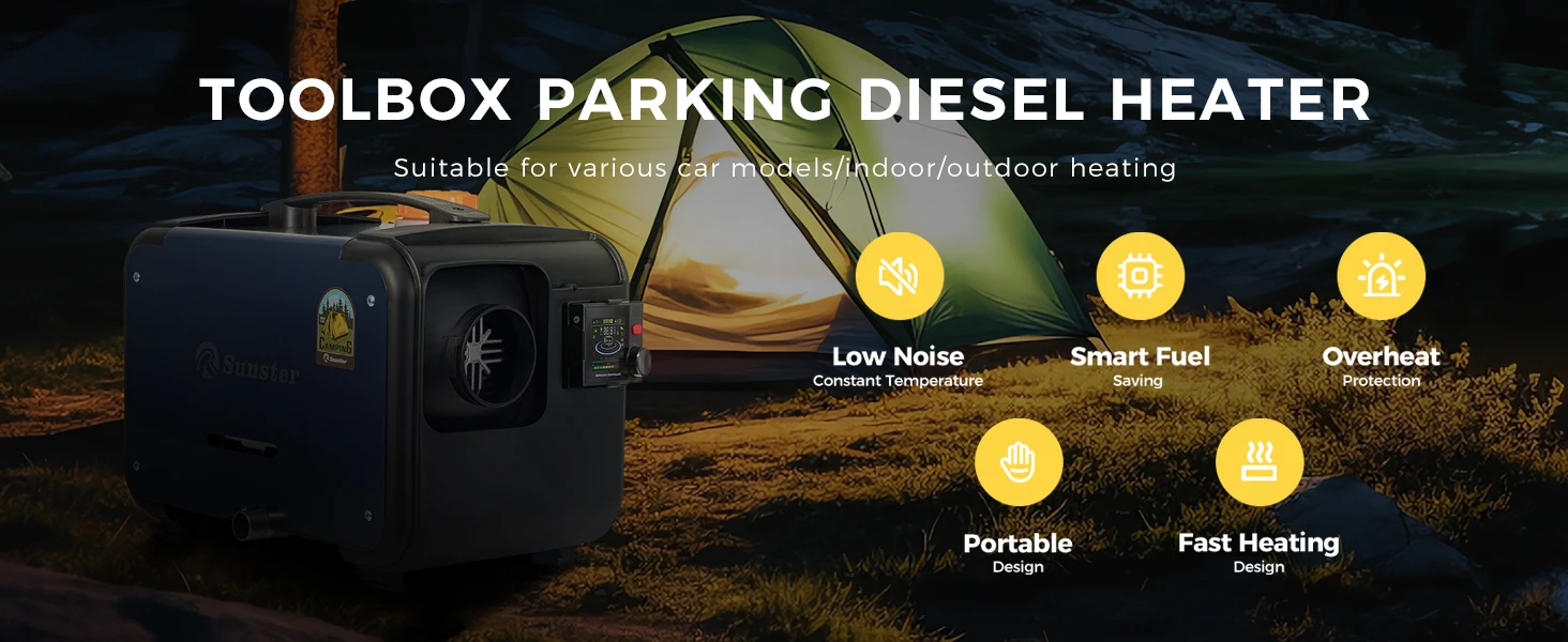 8KW Diesel-Luftheizung 12V/24V/220V Geräuscharme Diesel-Nachtzimmheizung mit Bluetooth-App/Auto-Thermostat/LCD für Garage, LKW, Anhänger – Detail 1