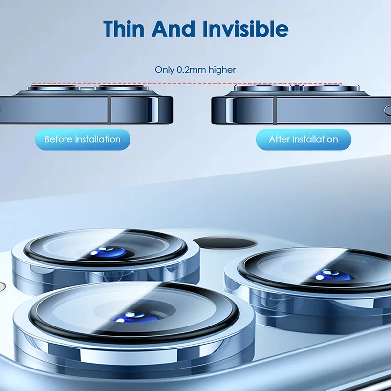 Camera Lens Protector For iPhone 11 12 13 14 15 Pro Max 13 Mini Metal Ring Protector Glass Camera Lens For iPhone 14 15 Pro Plus