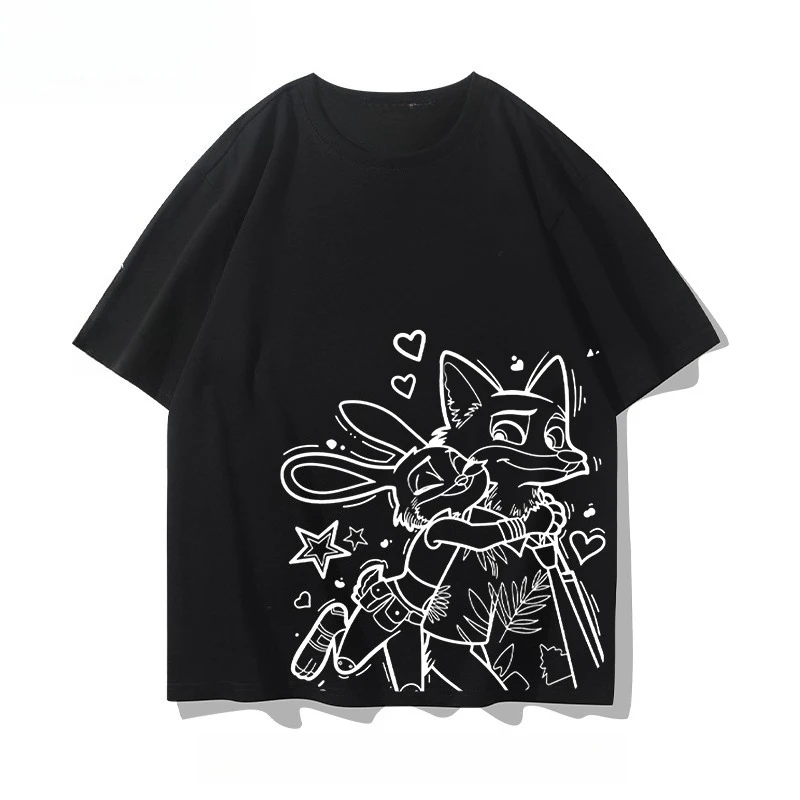 

Футболка Disney Zootopia для мужчин и женщин, новинка 2026 года, модный повседневный уличный топ из хлопка