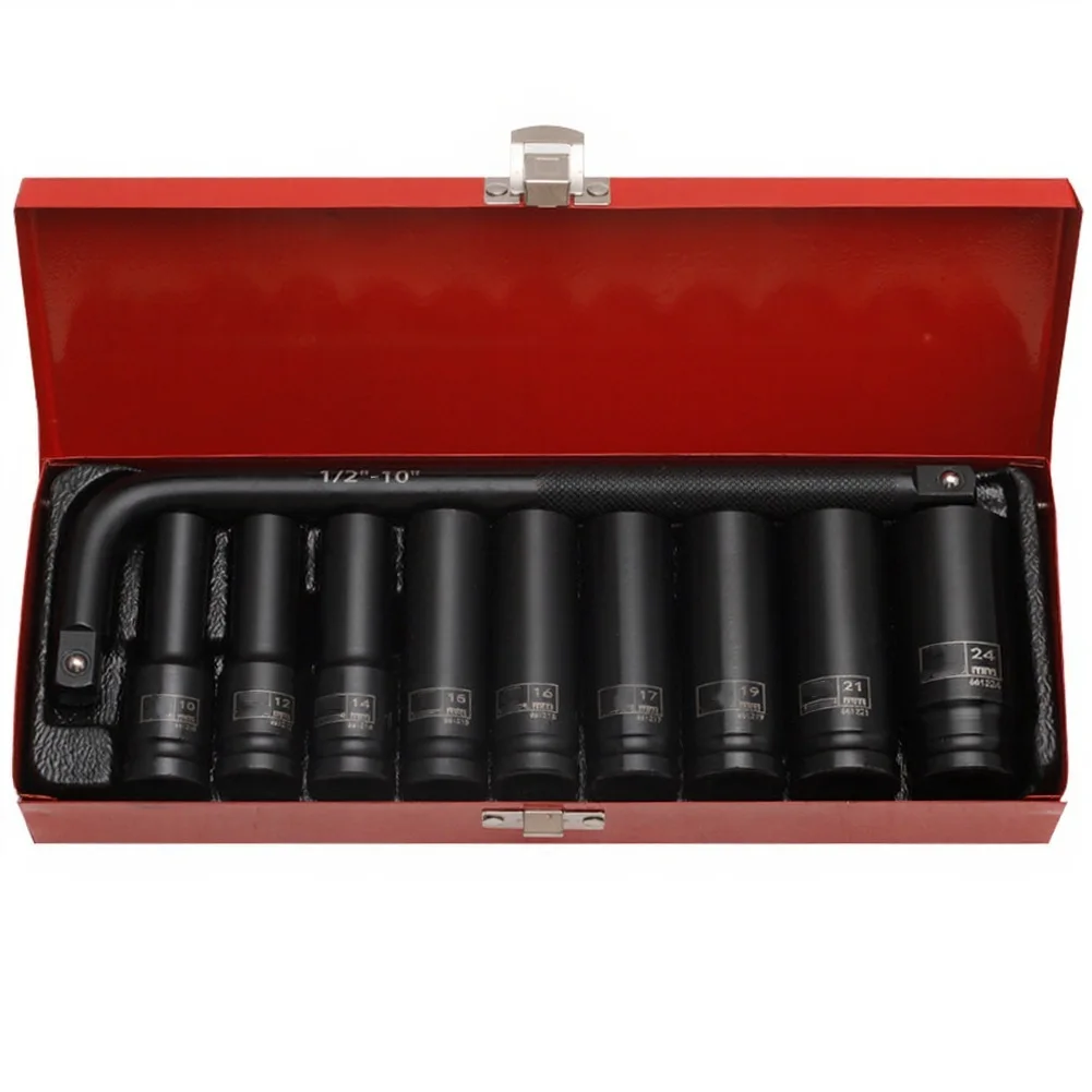 10PCS 10-24mm Pneumatic Sleeve Complete Set For 1/2inch Interface Electric Wrenches/ratchet Wrenches Tool Accessories