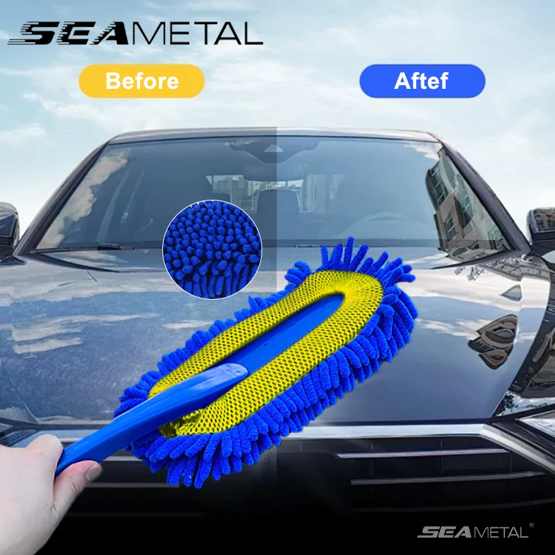 SEAMETAL Car Cleaning Mop Dust Removal Wash Brush Scratch-Free Microfiber Car Collector Duster Clean Kit Car Detailing Wash Tool