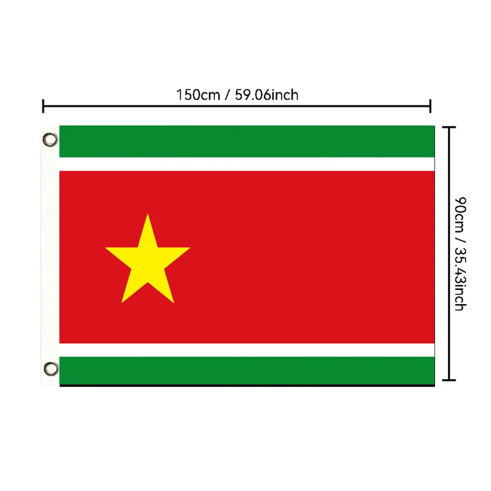 

Suriname Flag 90x150cm - Large Premium Polyester, Durable Outdoor/Indoor Hanging Banner for National Celebrations & Events