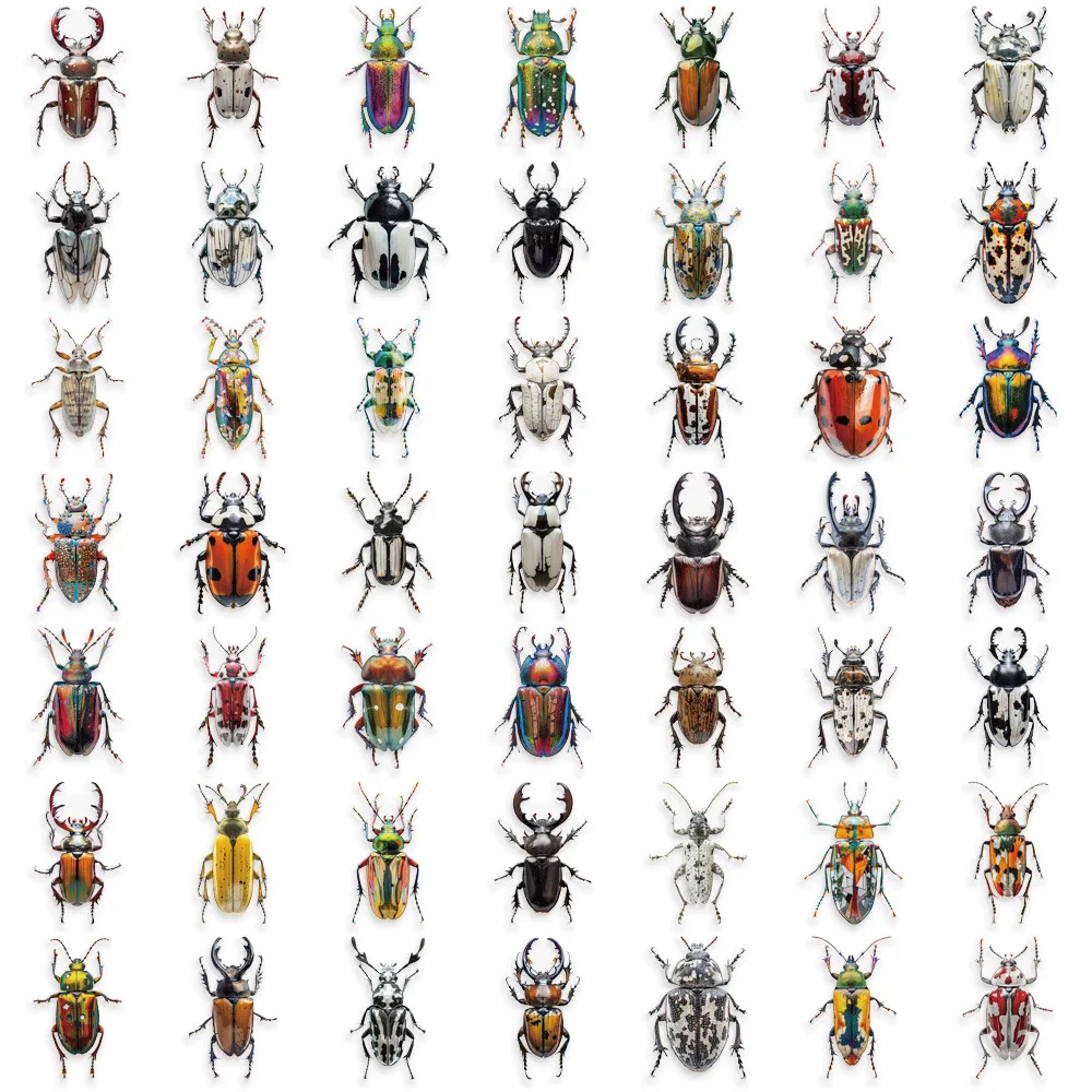 50pcs 귀여운 만화 곤충 딱정벌레 스티커 애완 동물 장난감 DIY 수하물 노트북 기타 스케이트 보드 전화 케이스 자전거 자동차 스티커