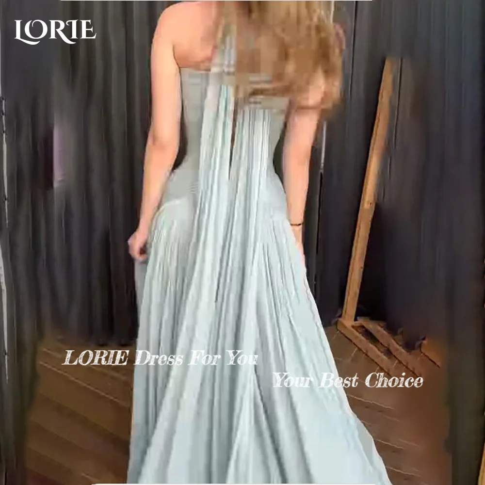 LORIE Modest Crepe Evening Dresses Elegant Halter Deep V Neck Pleats Mermaid Arabia Prom Gown Ruffle Party Dresses Customized image 2