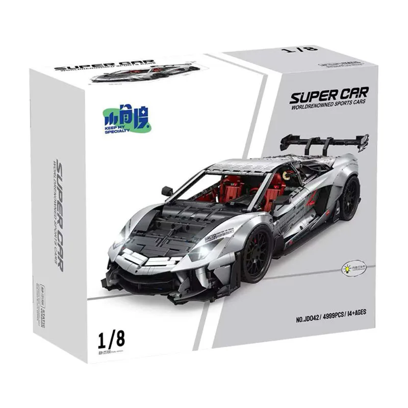 IN STOCK JD042 1:8 MOC Technical LB Wide-Body Sports Car Building Blocks Bricks Assembling Model Adult Toy Christmas Gift Set