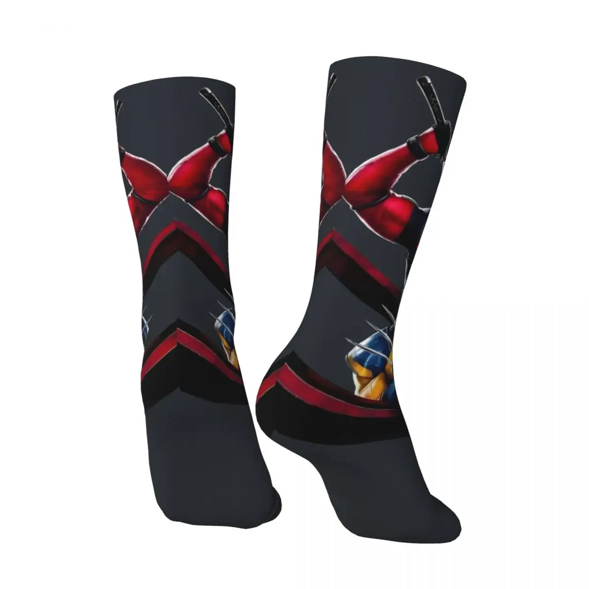 Vintage Deadpool & Wolverine Men's compression Socks Unisex Disney Marvel Deadpool & Wolverine Film Harajuku Seamless  Crew Sock