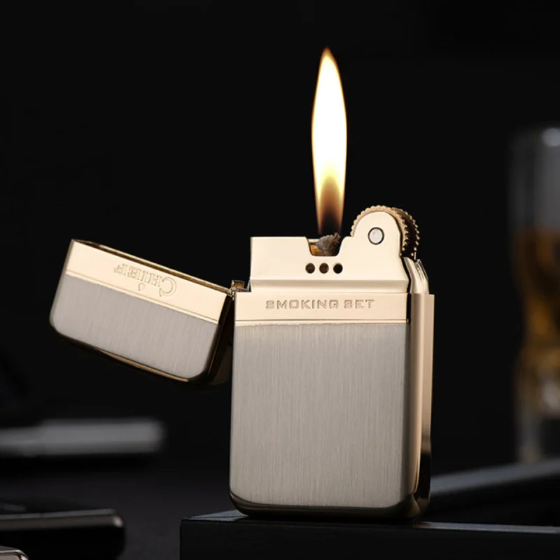 

Vintage Ultra Thin Metal Oil Lighter, Outdoor Igniter, Gift For Boyfriend Father Smokers Collection (Without Fuel)