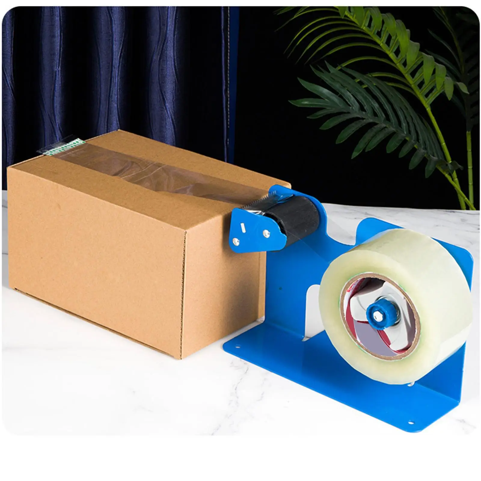 

Large Desktop Tape Dispenser with 4 Suction Cups Easy to Operate Blue Effort Saving for Packaging Office Supplies Sealing